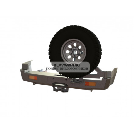 Бампер силовой задний STC Nissan Patrol Y61 1997+ квадрат,лебедка,калитка справа