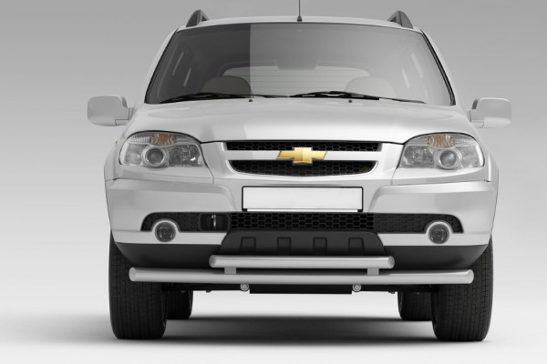 Защита переднего бампера двойная диаметром 63/51 мм (ППК) Chevrolet NIVA с 2009