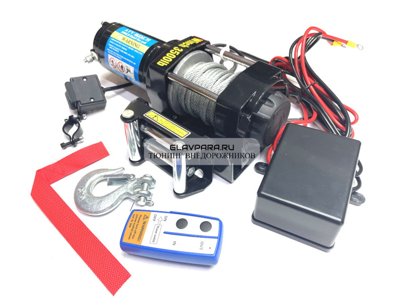 Лебедка электрическая Electric Winch 12V 3500lbs / 1587 кг стальной трос