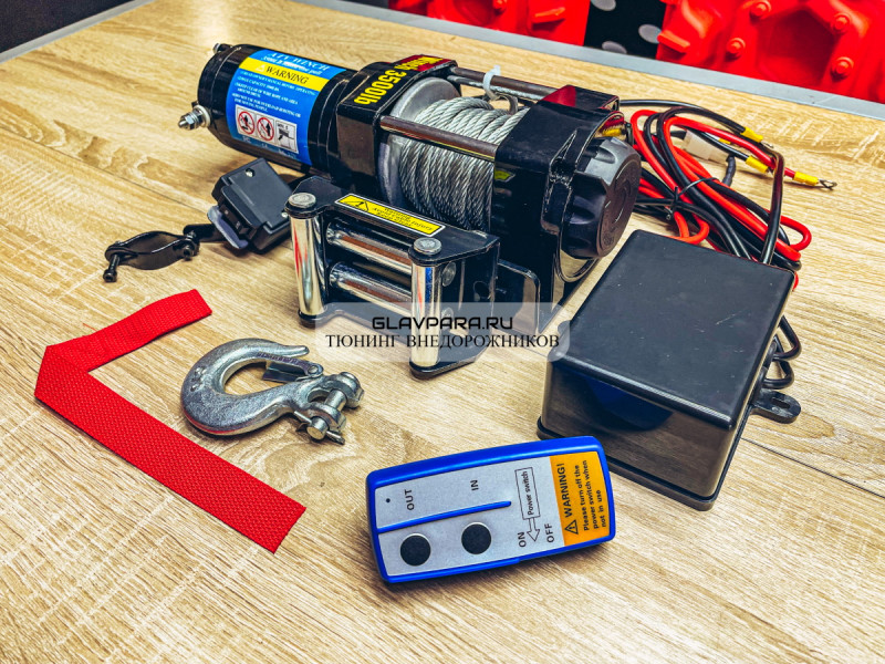 Лебедка электрическая Electric Winch 12V 3500lbs / 1587 кг стальной трос