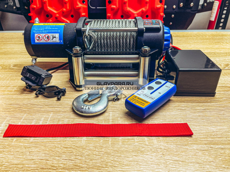 Лебедка электрическая Electric Winch 12V 5000lbs / 2268 кг стальной трос