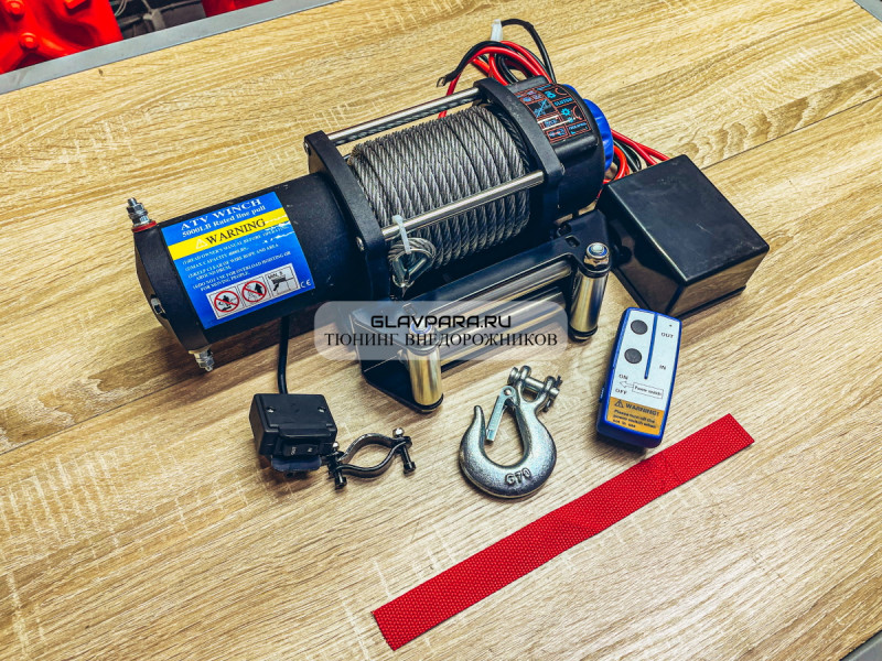 Лебедка электрическая Electric Winch 12V 5000lbs / 2268 кг стальной трос