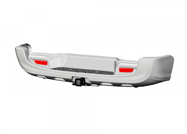 Бампер АВС-Дизайн задний с квадратом под фаркоп Toyota Hilux Revo 2015- (белый)