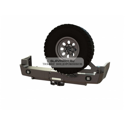 Бампер силовой задний STC Nissan Patrol Y61 1997+ квадрат, калитка справа, лебедка, под птф