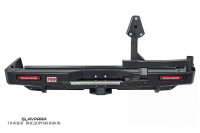Бампер силовой задний РИФ Toyota Land Cruiser 76 7007+ с квадратом фаркопа, калиткой и фонарями (RIF076-21125)