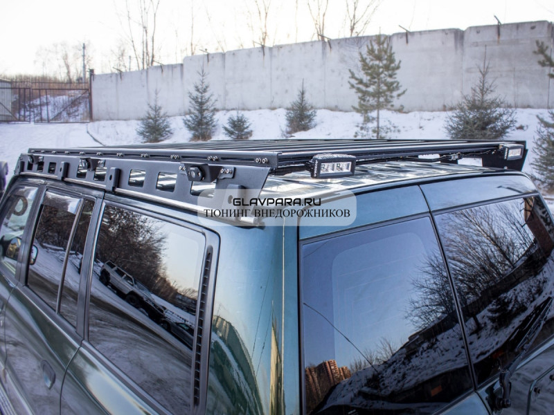 Багажник экспедиционный STC Nissan Patrol Y61 ШТОРКА с дальним и рабочим светом Багажник экспедиционный STC Nissan Patrol Y61 ШТОРКА с дальним и рабочим светом