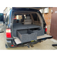 Органайзер Автополки в багажник для Toyota Land Cruiser 100 (2 выдвижных ящика+спальник)