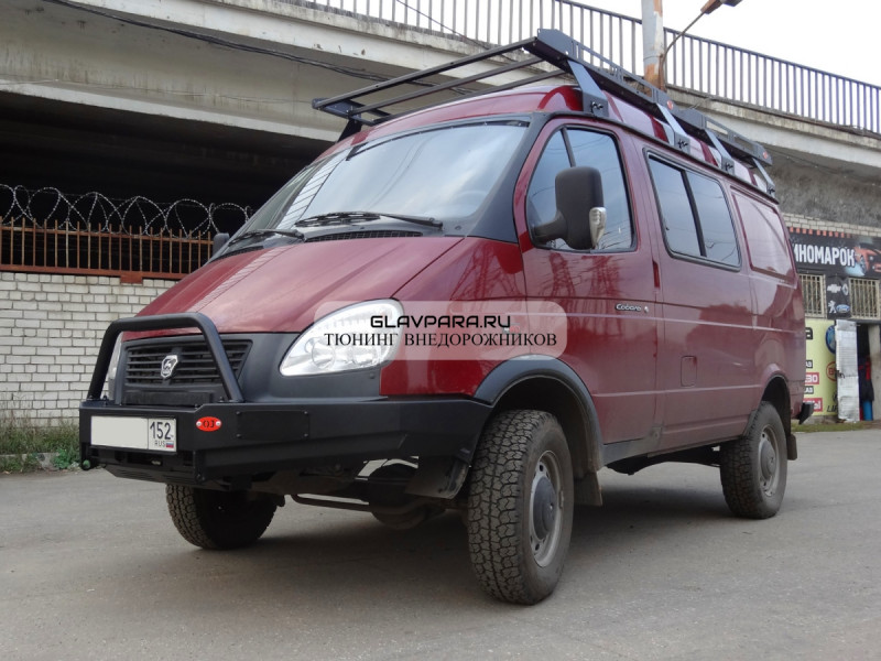 Бампер передний силовой OJeep для Соболь, Газель с площадкой под лебедку