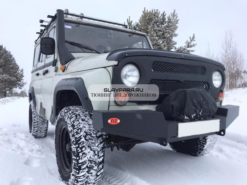 Бампер передний силовой OJeep для УАЗ Хантер с площадкой под лебедку (стандарт)