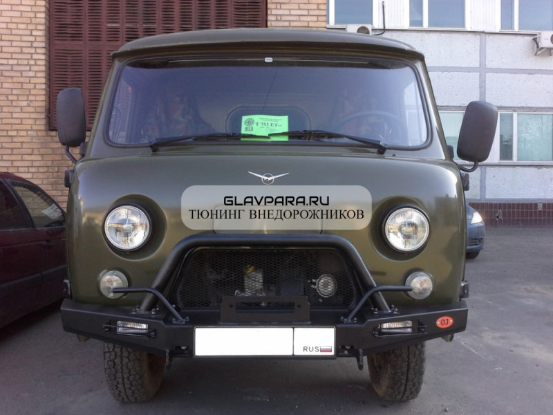 Бампер передний силовой OJeep для УАЗ Буханка с кенгурином + доп. опции Бампер передний силовой OJeep для УАЗ Буханка с кенгурином + доп. опции
