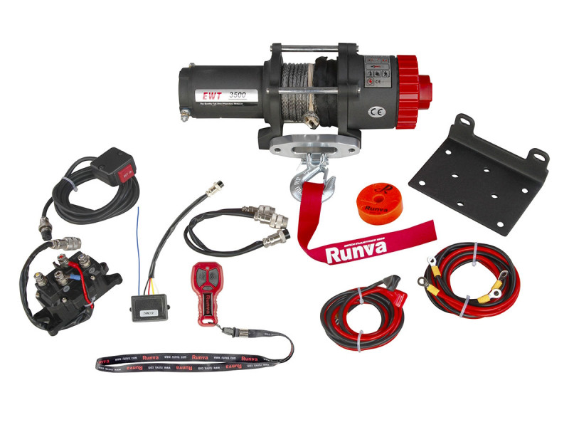 Лебёдка для квадроцикла снегохода 12V Runva EWT3500ASR lbs 1588 кг синтетический трос Лебёдка для квадроцикла снегохода 12V Runva EWT3500ASR lbs 1588 кг синтетический трос