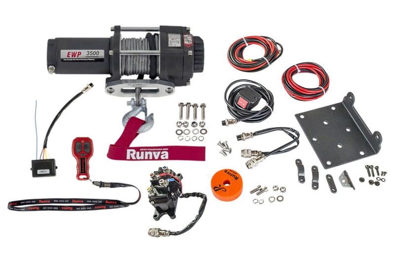 Лебёдка для квадроцикла снегохода 12V Runva 3500A lbs 1588 кг синтетический трос Лебёдка для квадроцикла снегохода 12V Runva 3500A lbs 1588 кг синтетический трос