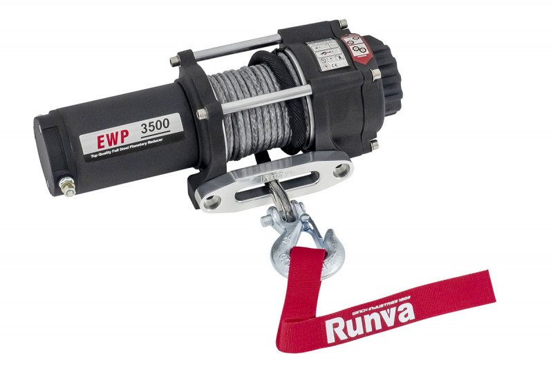 Лебёдка для квадроцикла снегохода 12V Runva 3500A lbs 1588 кг синтетический трос Лебёдка для квадроцикла снегохода 12V Runva 3500A lbs 1588 кг синтетический трос