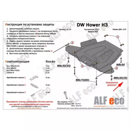 Защита КПП AlFeco для Haval H5 2020-, Great Wall Hover H3 2010-2016, H5 2011-2016 сталь 2 мм