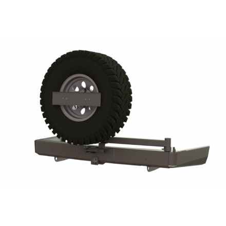 Бампер силовой задний STC Mitsubishi Pajero Sport 2016+ с квадратом под фаркоп, кронштейном крепления запасного колеса по центру и кронштейном крепления гос номера