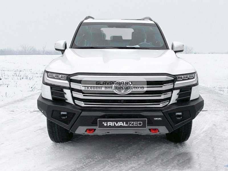 Бампер силовой передний Rival алюминиевый (черный) Toyota Land Cruiser 300 2021+