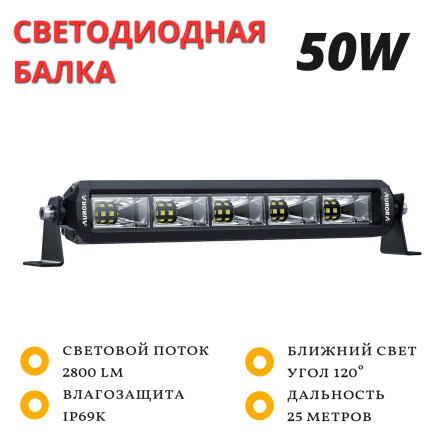 Светодиодная балка AURORA ALO-S5-10-E13J 50W ближний свет 120˚ Светодиодная балка AURORA ALO-S5-10-E13J 50W ближний свет 120˚