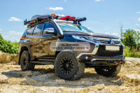 Багажник экспедиционный STC Mitsubishi Pajero Sport 2016+ ШТОРКА дальний и рабочий свет