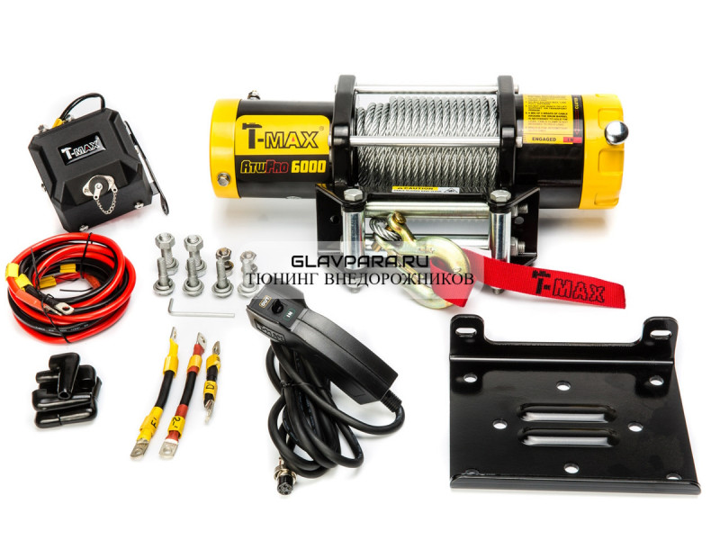Лебёдка автомобильная электрическая T-MAX ATW-6000 OFF-ROAD 2720 кг стальной трос