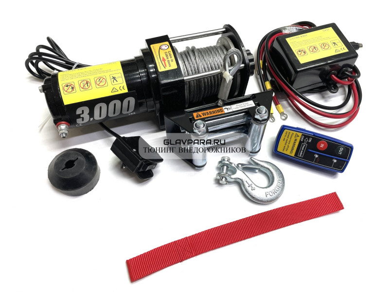 Лебедка на квадроцикл и снегоход 12V PRO TOP 3000lbs/1361 кг стальной трос (153/1)