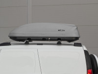 Автобокс-багажник на крышу аэродинамический "Turino 1" двустороннее открывание 410л (серый)