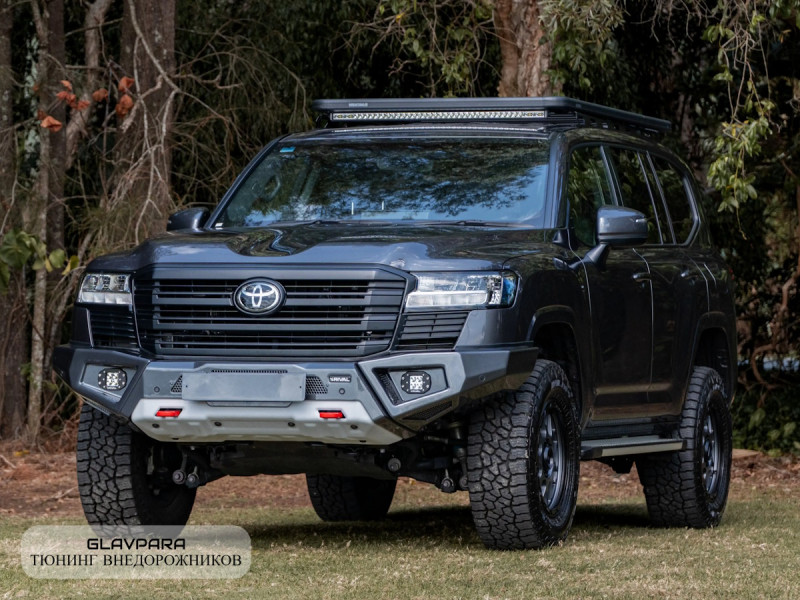 Бампер силовой передний Rival алюминиевый (черный) Toyota Land Cruiser 300 2021+ (2D.5723.1-NL)