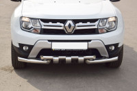 Защита переднего бампера двойная с зубьями диаметром 63/63мм (НПС) на Renault DUSTER с 2016