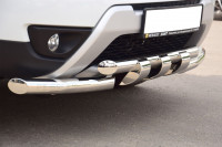Защита переднего бампера двойная с зубьями диаметром 63/63мм (НПС) на Renault DUSTER с 2016
