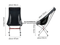 Кресло туристическое Naturehike YL06 складное, серое, высокая спинка, до 150 кг