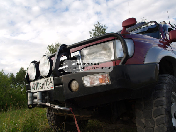 Бампер передний силовой Torque 4x4 для Toyota Hilux Surf 185 с площадкой под лебедку