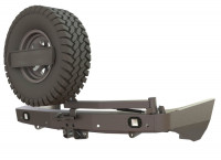 Бампер силовой задний STC для Nissan Patrol Y62 с квадратом под фаркоп, калиткой крепления запасного колеса и противотуманными фарами