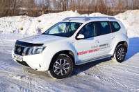 Защита порогов "Эстонец" с алюминиевой площадкой Ø51 мм (НПС) Nissan Terrano с 2014