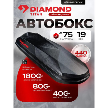 Автобокс Diamond TITAN 440 литров (черный) 1820х830х420 мм двухсторонний