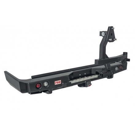 Бампер силовой задний РИФ для Toyota Land Cruiser 76 2007+ с квадратом под фаркоп, калиткой и фонарями