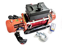 Лебедка электрическая Soulik WINCH 12000lbs/5000kg 12v Синтетический трос (влагозащищенная с радиатором охлаждения, скоростной редуктор) Оранжевая