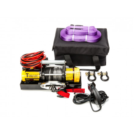 Лебедка переносная T-MAX ATW-PRO 2500 1134 кг с синтетическим тросом