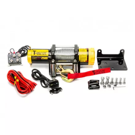 Лебедка для квадроцикла снегохода T-MAX ATW-PRO 2500 1135 кг со стальным тросом Лебедка для квадроцикла снегохода T-MAX ATW-PRO 2500 1135 кг со стальным тросом