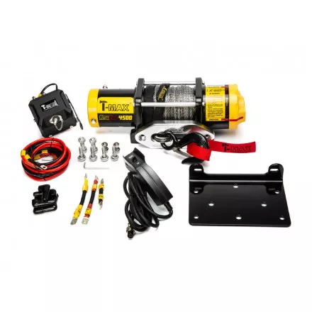 Лебедка для квадроцикла снегохода T-MAX ATW-4500 12V 2040 кг с синтетическим тросом Лебедка для квадроцикла снегохода T-MAX ATW-4500 12V 2040 кг с синтетическим тросом