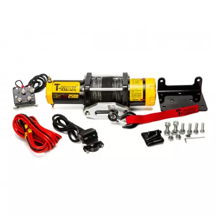 Лебедка для квадроцикла снегохода T-MAX ATW-PRO 2500 1134 кг с синтетическим тросом Лебедка для квадроцикла снегохода T-MAX ATW-PRO 2500 1134 кг с синтетическим тросом