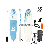 Надувная доска для SUP (САП) серфинга 335*81*15 JS белый/голубой 1 плавник, однослойная
