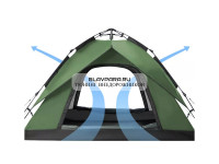 Палатка Naturehike 3-местная, быстросборная, зеленая