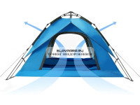 Палатка Naturehike 3-местная, быстросборная, синяя