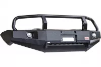 Бампер передний РИФ для Mitsubishi L200 2005-2015, Pajero Sport 2009-2015 с доп. фарами, защитной дугой и защитой бачка омывателя