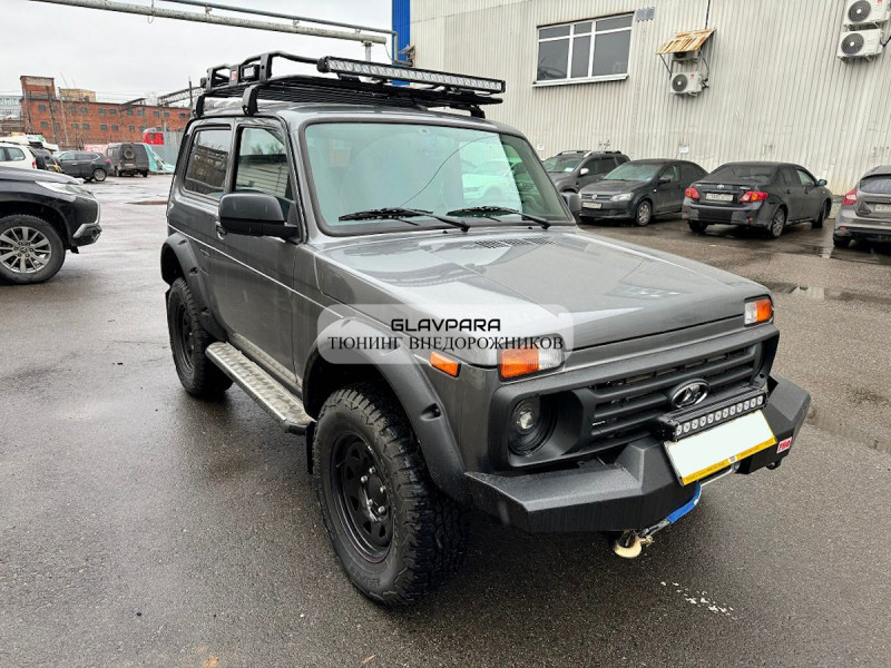 Бампер передний силовой РИФ для ВАЗ 2121 Нива без защитной дуги, с площадкой под лебедку Бампер передний силовой РИФ для ВАЗ 2121 Нива без защитной дуги, с площадкой под лебедку