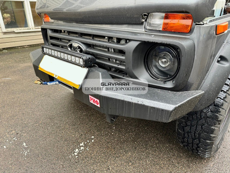 Бампер передний силовой РИФ для ВАЗ 2121 Нива без защитной дуги, с площадкой под лебедку Бампер передний силовой РИФ для ВАЗ 2121 Нива без защитной дуги, с площадкой под лебедку