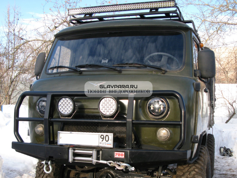 Бампер РИФ силовой передний УАЗ Буханка усиленный с защитной дугой Бампер РИФ силовой передний УАЗ Буханка усиленный с защитной дугой