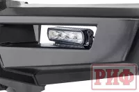 Бампер силовой передний РИФ для Mitsubishi Pajero Sport 2015-2020 с доп. фарами (арт. B0205) и защитой бачка омывателя