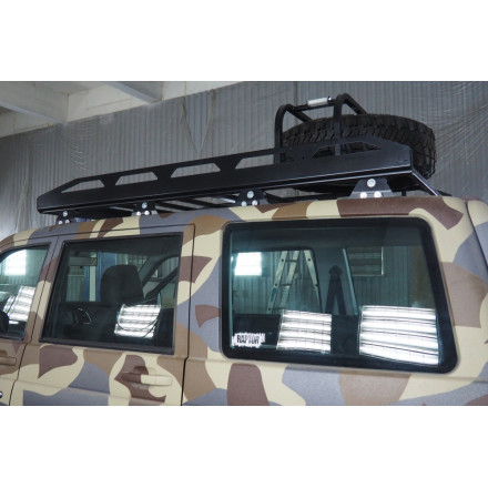 Багажник экспедиционный АВС-Дизайн на крышу UAZ Патриот 2005- (без рейлингов) с креплением запасного колеса