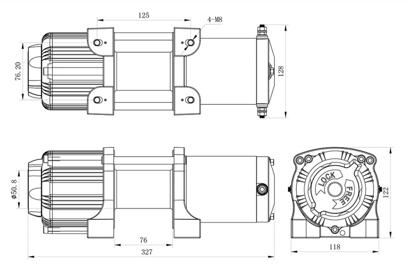 Лебедка электрическая redBTR серия QUATTRO SPORT 3.5 (1587 кг), 12V, планетарный редуктор 166:1 