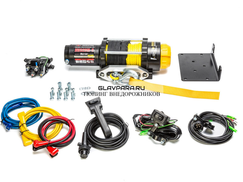 Лебедка для квадроцикла Автоспас "Мустанг" 4400 lbs / 2000 кг с синтетическим тросом Лебедка для квадроцикла Автоспас "Мустанг" 4400 lbs / 2000 кг с синтетическим тросом